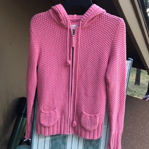 Light pink crochet old navy heavy zipper sweater